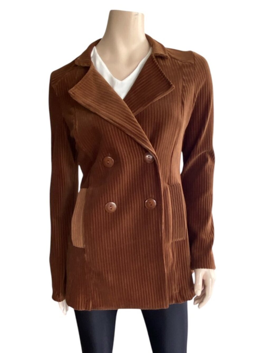LUC FONTAINE Ribbed Velvet Double Breasted Blazer Sz 8​